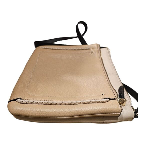 COLE HAAN Tri-Color Crossbody ~ Tan Cream Black - Picture 5 of 11